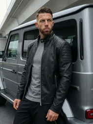 Kurtka skórzana męska czarna OZONEE JS/11Z8139