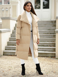 Płaszcz zimowy damski beżowy OZONEE JS/M737/62Z