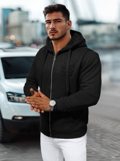 Bluza męska z kapturem rozpinana czarna OZONEE NB/MF2003Z