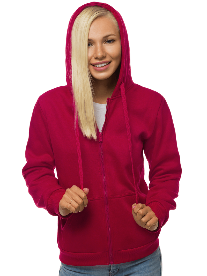 Bluza damska rozpinana z kapturem bordowa OZONEE JS/W03Z