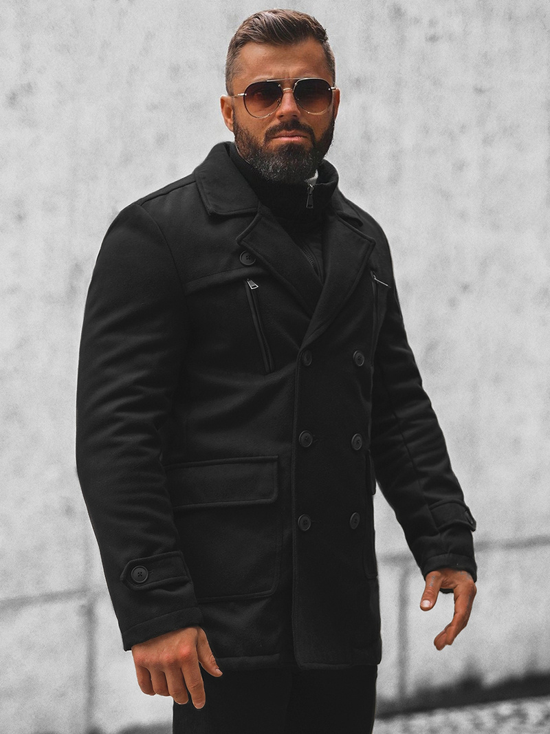 Płaszcz męski czarny OZONEE JS/79M3143Z