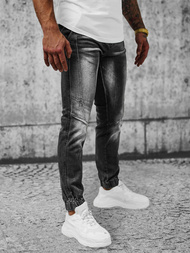 Spodnie jeansowe joggery męskie czarne OZONEE NB/MP0115N