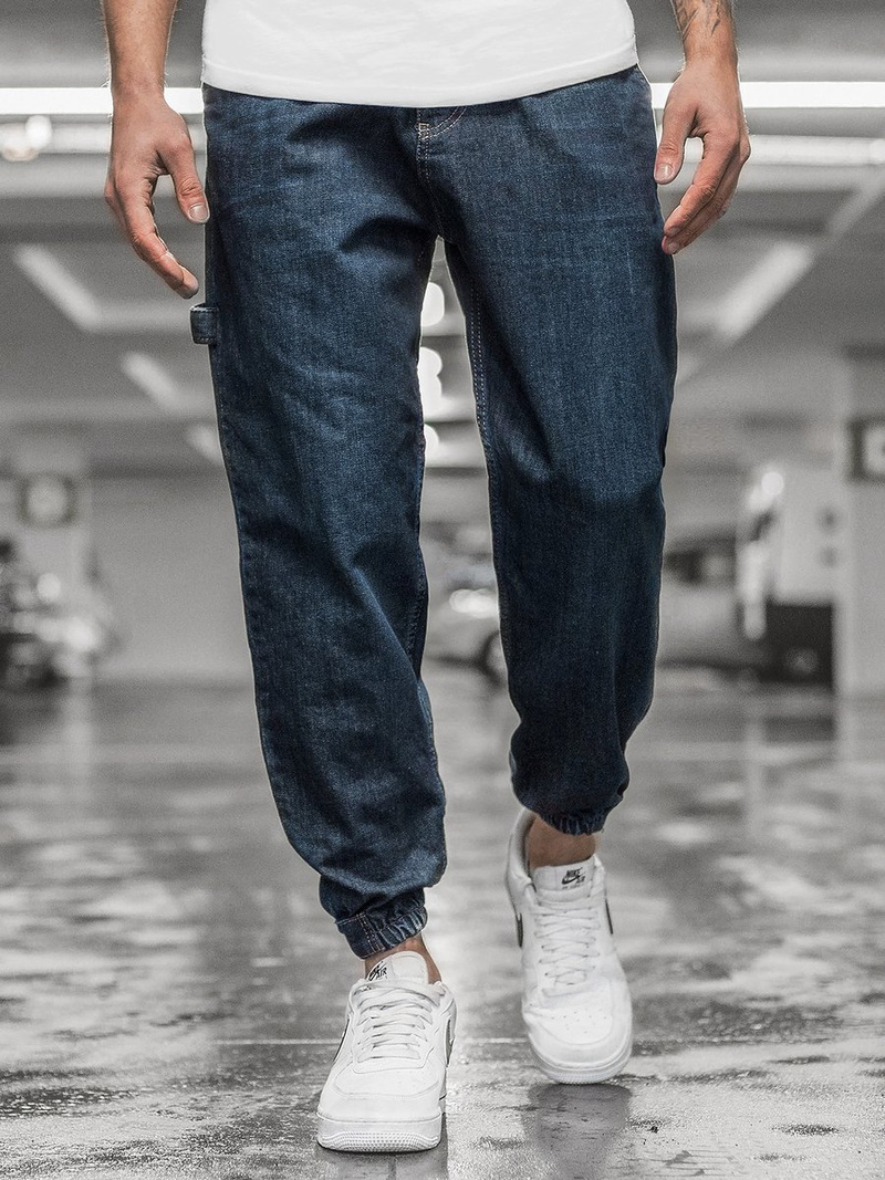 Spodnie męskie jogger ciemno-niebieskie OZONEE O/3891