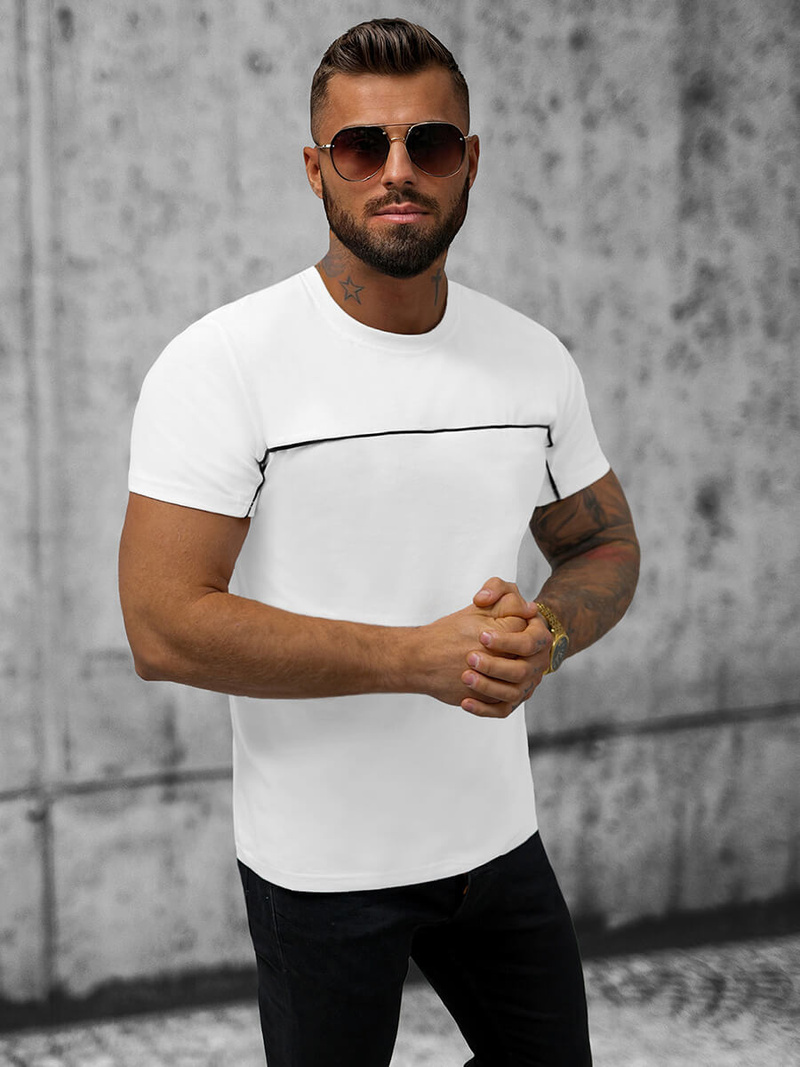 T-shirt męski biały OZONEE JS/8T250/1