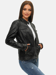 Kurtka skórzana damska czarna OZONEE JS/11Z8010