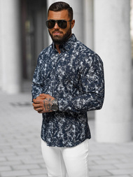 Класична сорочка чоловіча tемно-cиня OZONEE O/536272