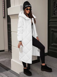 Kurtka zimowa damska długa pikowana biała OZONEE JS/5M3173/281Z