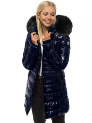 Kurtka zimowa damska parka z futerkiem granatowa OZONEE N/6357