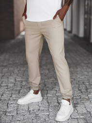 Spodnie męskie chino joggery materiałowe beżowe OZONEE DJ/5539Z
