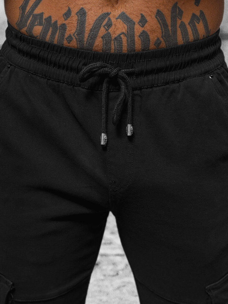 Spodnie męskie chino joggery czarne OZONEE NB/MP0105NZ