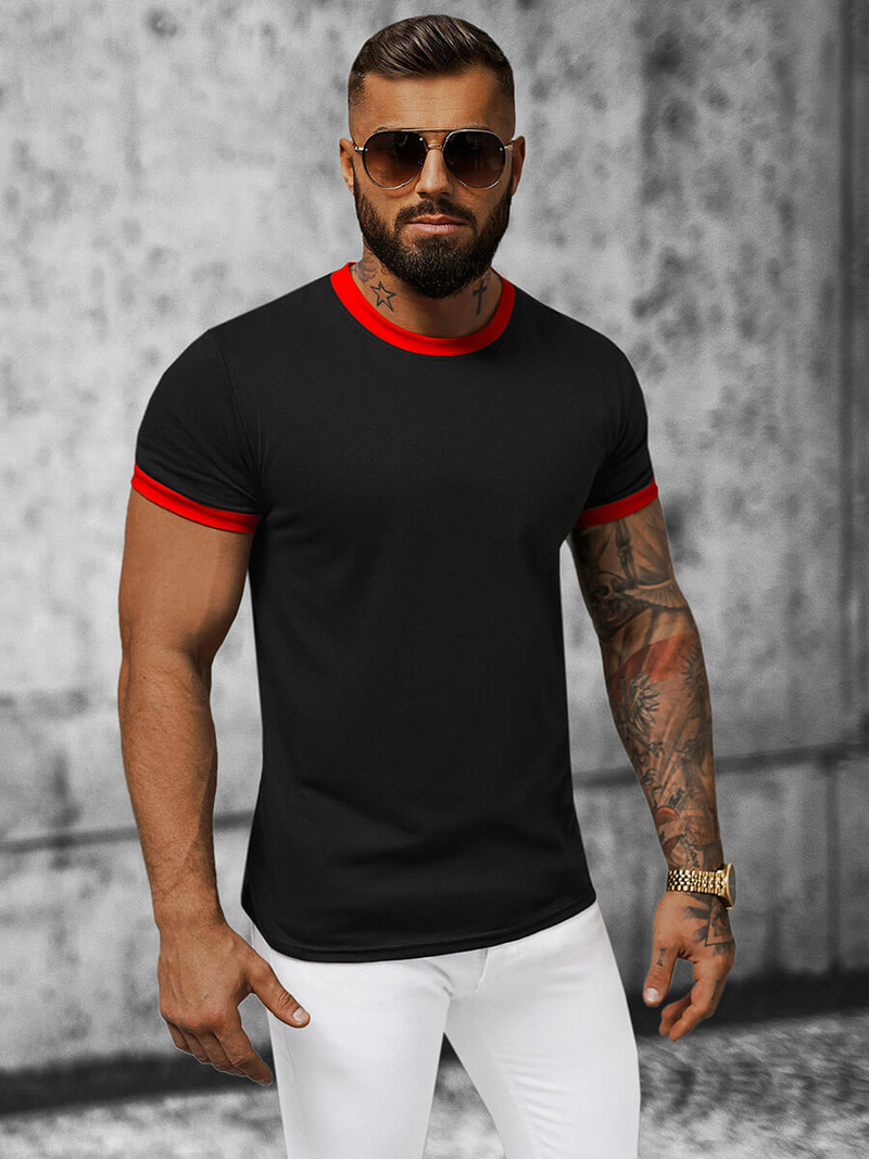 T-shirt męski czarny OZONEE JS/8T83/3Z