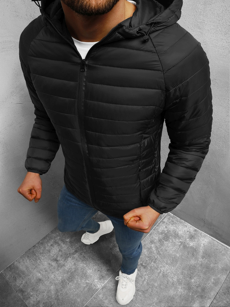 Kurtka przejściowa męska pikowana czarna OZONEE JS/HM112/1