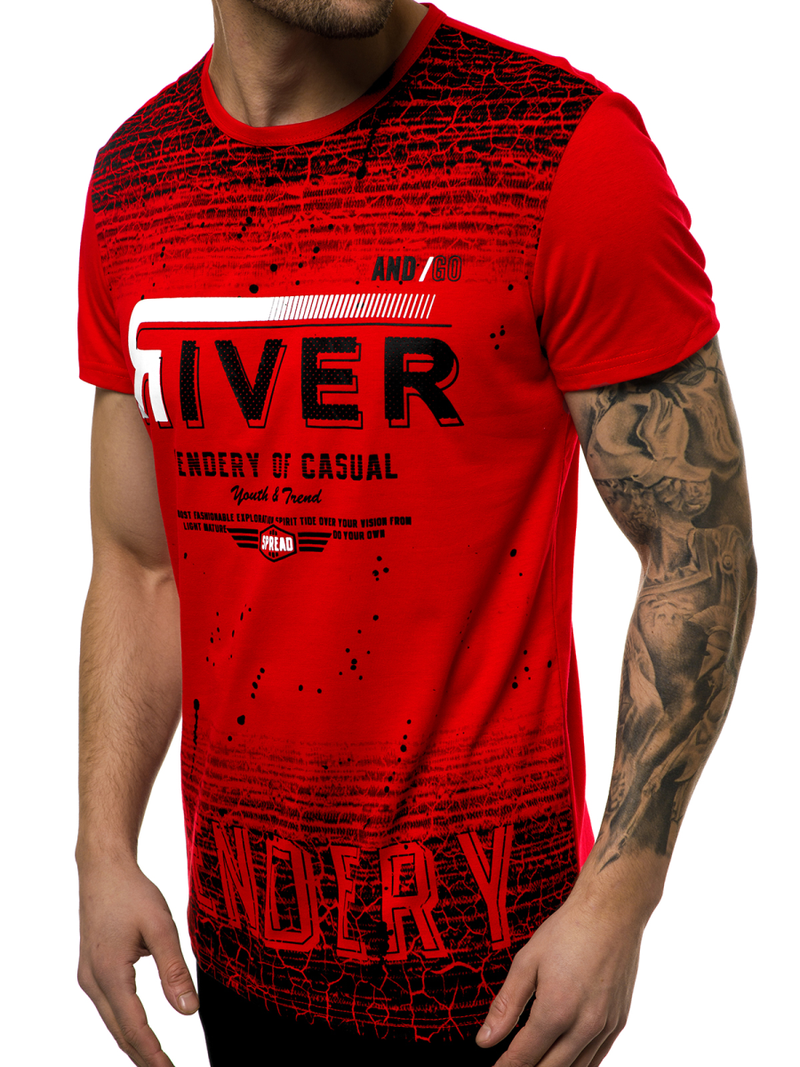 T-Shirt męski czerwony OZONEE JS/SS10960