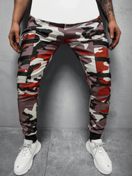 Spodnie męskie chino joggery bordowo-beżowe OZONEE G/11132