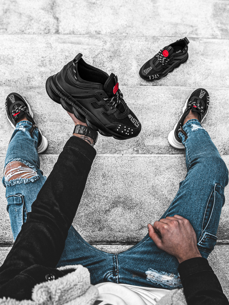 Sneakersy czarno-czarne OZONEE G/2020