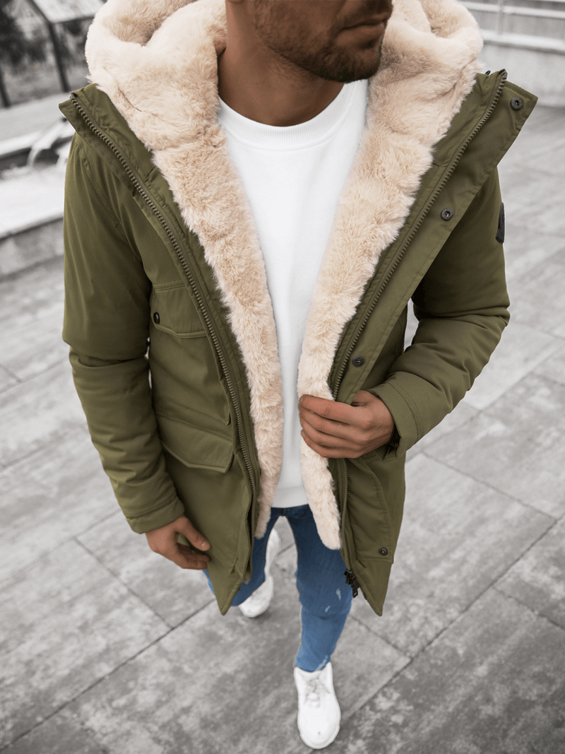 Kurtka zimowa męska parka z futerkiem khaki OZONEE JS/22M115/2