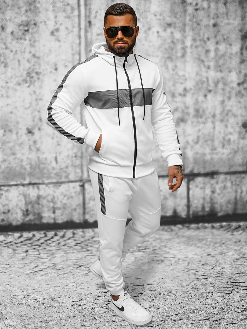 Komplet dresowy męski biały OZONEE JS/8C8115/1