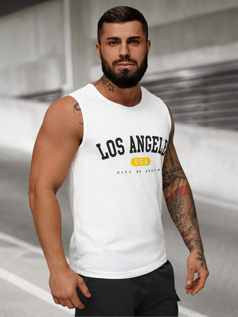 Koszulka bez rękawów męska biała OZONEE JS/8B1715/1Z