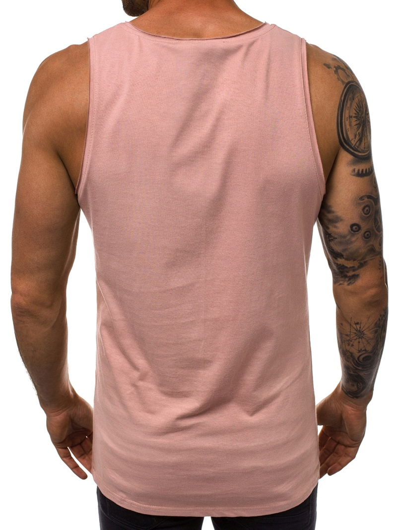 Koszulka bez rękawów męska z nadrukiem różowa OZONEE O/1259