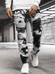 Spodnie męskie chino joggery czarno-białe OZONEE A/0952