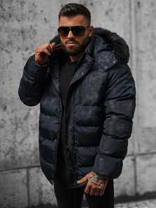 Kurtka zimowa męska pikowana granatowa OZONEE JS/27M8109