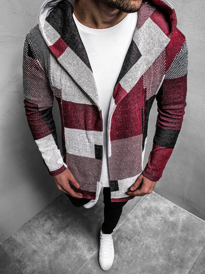 Bluza męska z kapturem czerwona OZONEE N/3501Z