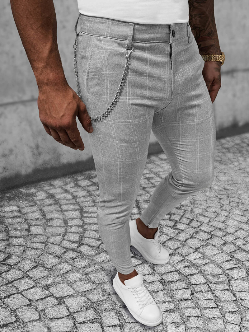 Spodnie męskie chino materiałowe szare OZONEE DJ/550176