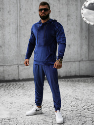 Komplet dresowy męski welurowy granatowy OZONEE O/D7517