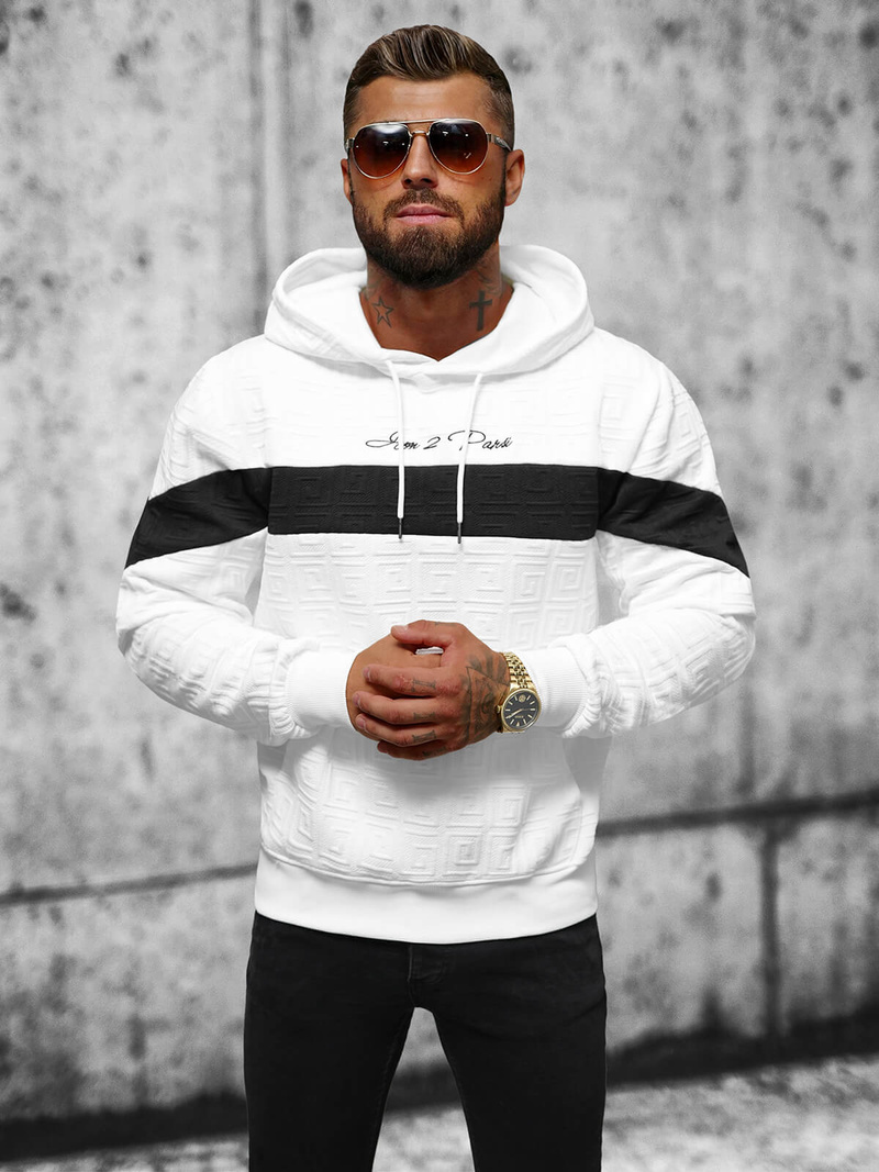 Толстовка чоловіча біла OZONEE JS/3B571