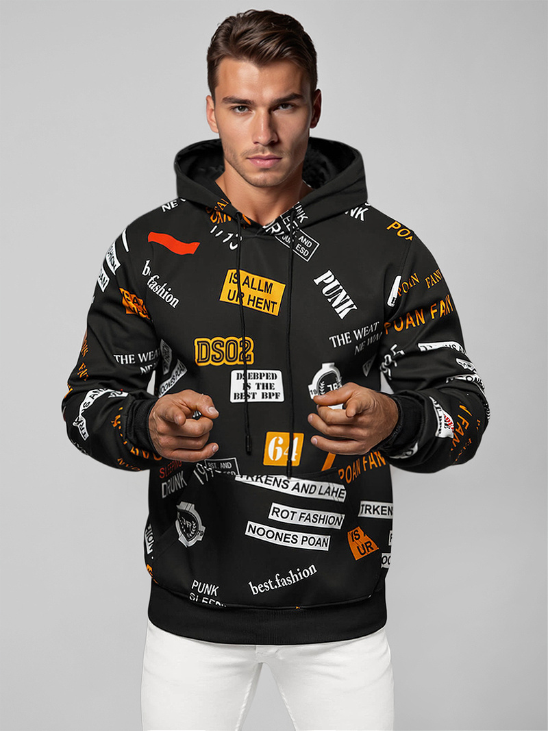 Толстовка чоловіча чорна OZONEE JS/8B1250/3Z