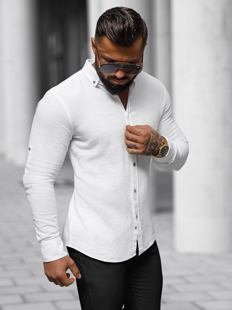 Класична сорочка чоловіча Бiла OZONEE O/V93