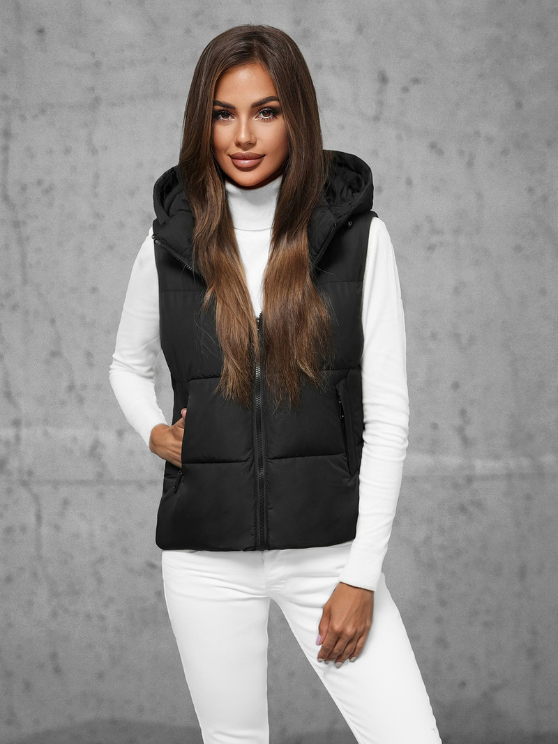 Стьобаний жіночий жилет Чорна OZONEE JS/16M9112/392