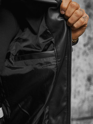 Kurtka przejściowa skórzana męska bomberka czarna OZONEE N/7110/1