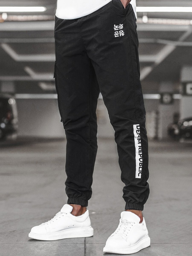 Spodnie męskie joggery czarne OZONEE DR/80