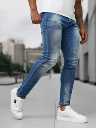 Spodnie jeansowe męskie slim fit niebieskie OZONEE NB/MP0009BZ