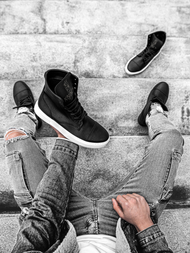 Sneakersy wysokie czarno-białe OZONEE KN/022