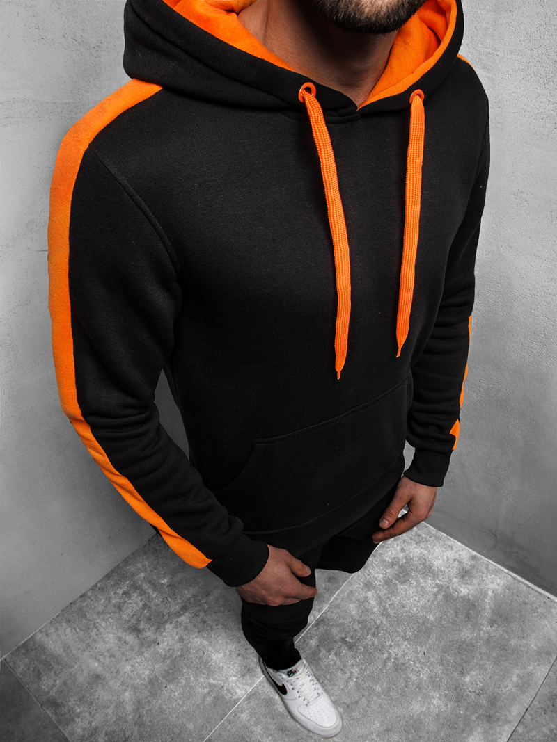 Bluza z kapturem męska czarno-pomarańczowa OZONEE JS/2012Z