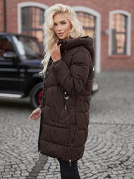 Kurtka zimowa damska pikowana czekoladowa OZONEE JS/16M9302/158Z
