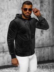 Bluza welurowa męska z kapturem czarna OZONEE JS/8B1168/3