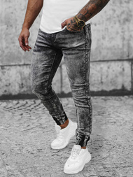 Spodnie jeansowe joggery męskie czarne OZONEE NB/MP0055N