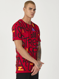 T-Shirt męski z nadrukiem czerwony OZONEE MR/21518