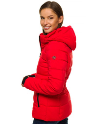 Kurtka zimowa z kapturem damska czerwona OZONEE O/M201/4
