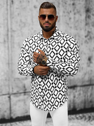 Сорочка чоловіча біло-чорна OZONEE E/9000/16