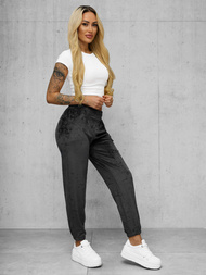 Spodnie dresowe damskie welurowe grafitowe OZONEE JS/92K528/5