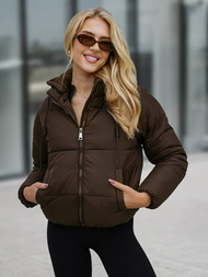 Kurtka zimowa damska pikowana czekoladowa OZONEE JS/16M9187/158