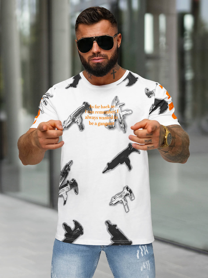 T-shirt męski biały OZONEE O/MPO3471