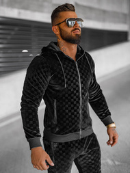 Komplet dresowy męski welurowy czarny OZONEE O/3A133/A135Z