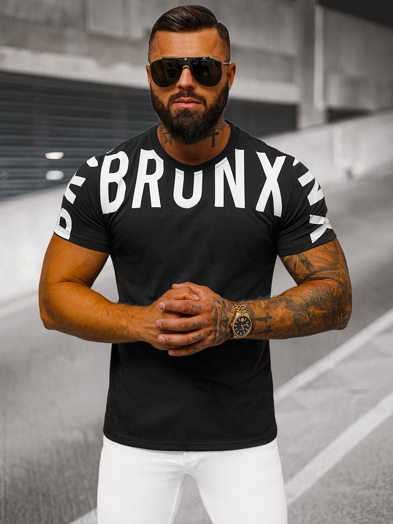 T-shirt męski czarny OZONEE O/8T1265/3