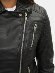 Kurtka skórzana damska ramoneska czarna OZONEE JS/11Z8009