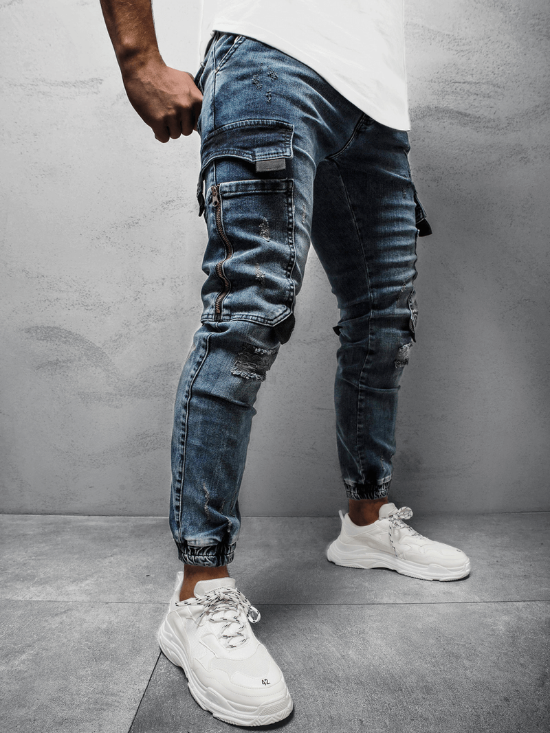 Spodnie jeansowe męskie niebieskie OZONEE DR/K139/12Z